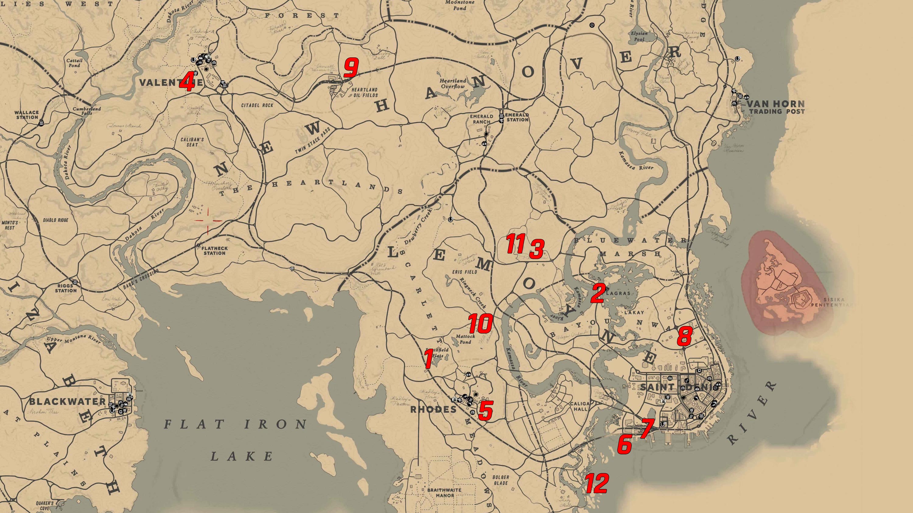 Red Dead Redemption 2: Localização de todas as Cartas de Cigarro - Mapa Do Red Dead Redemption 2