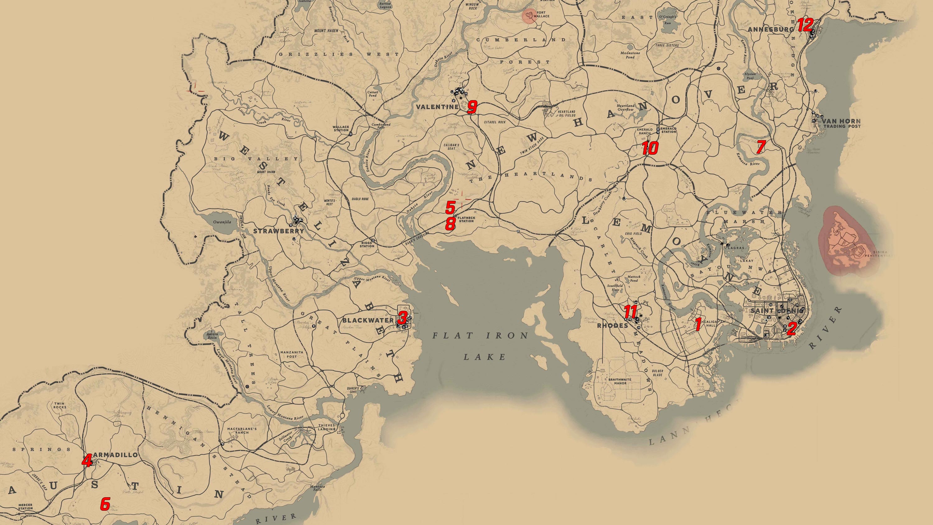 Red Dead Redemption 2: Localização de todas as Cartas de Cigarro - Mapa Do Red Dead Redemption 2